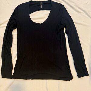 bobi Los Angeles Black Long Sleeve Scoop Neck Cut Out Back Tee, Size L